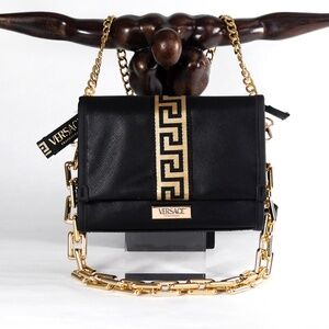 VERSACE Crossbody Clutch Bag Limited Edition NEW Black Gold